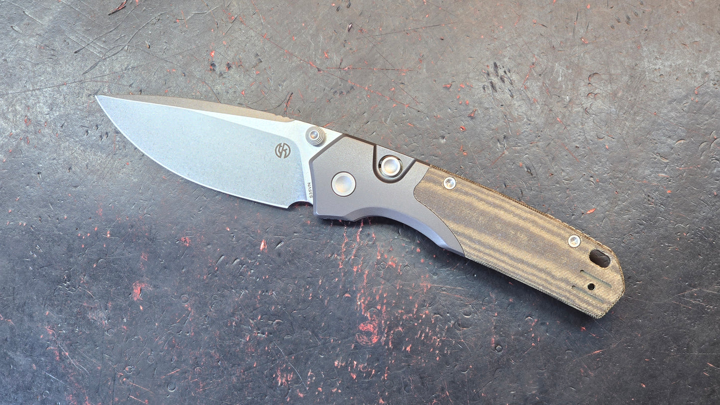 Vosteed Psyop Folding Knife Green Norplex UltreX Micarta Handle S35VN