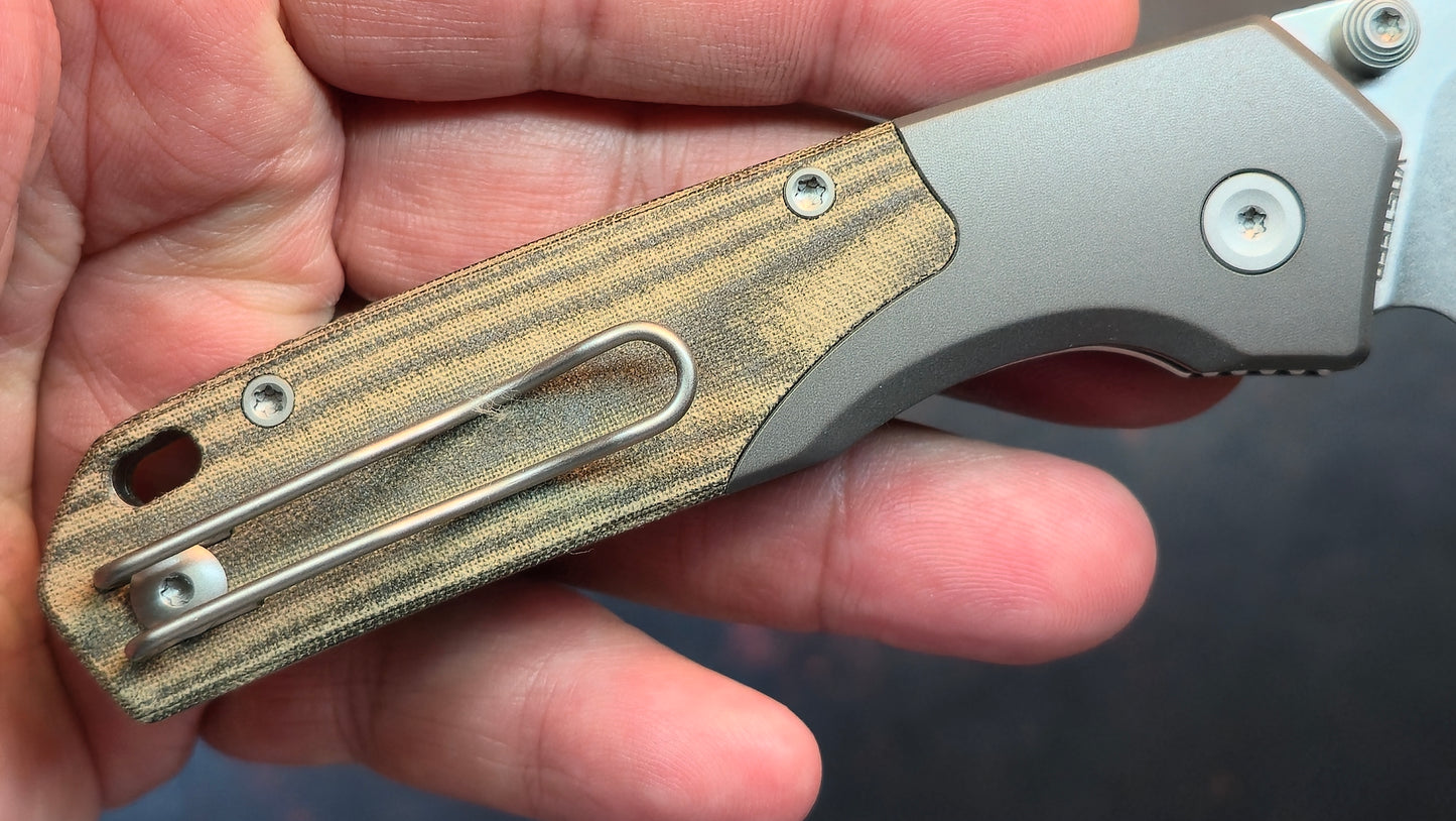 Vosteed Psyop Folding Knife Green Norplex UltreX Micarta Handle S35VN