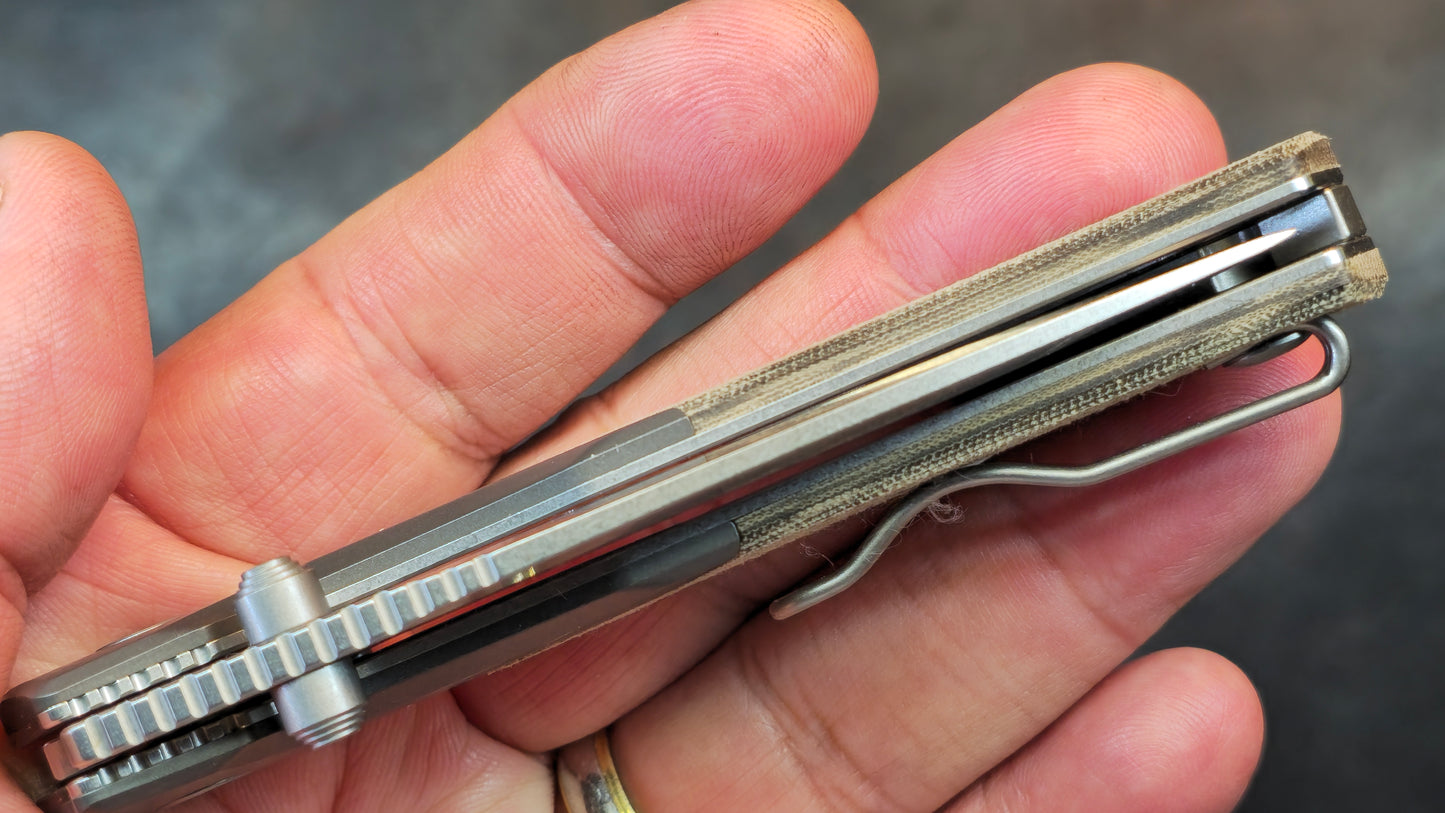 Vosteed Psyop Folding Knife Green Norplex UltreX Micarta Handle S35VN