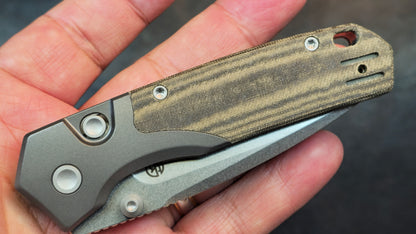 Vosteed Psyop Folding Knife Green Norplex UltreX Micarta Handle S35VN