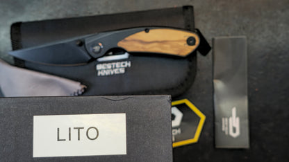 Bestech LITO Titanium/Olive Wood Handle M390