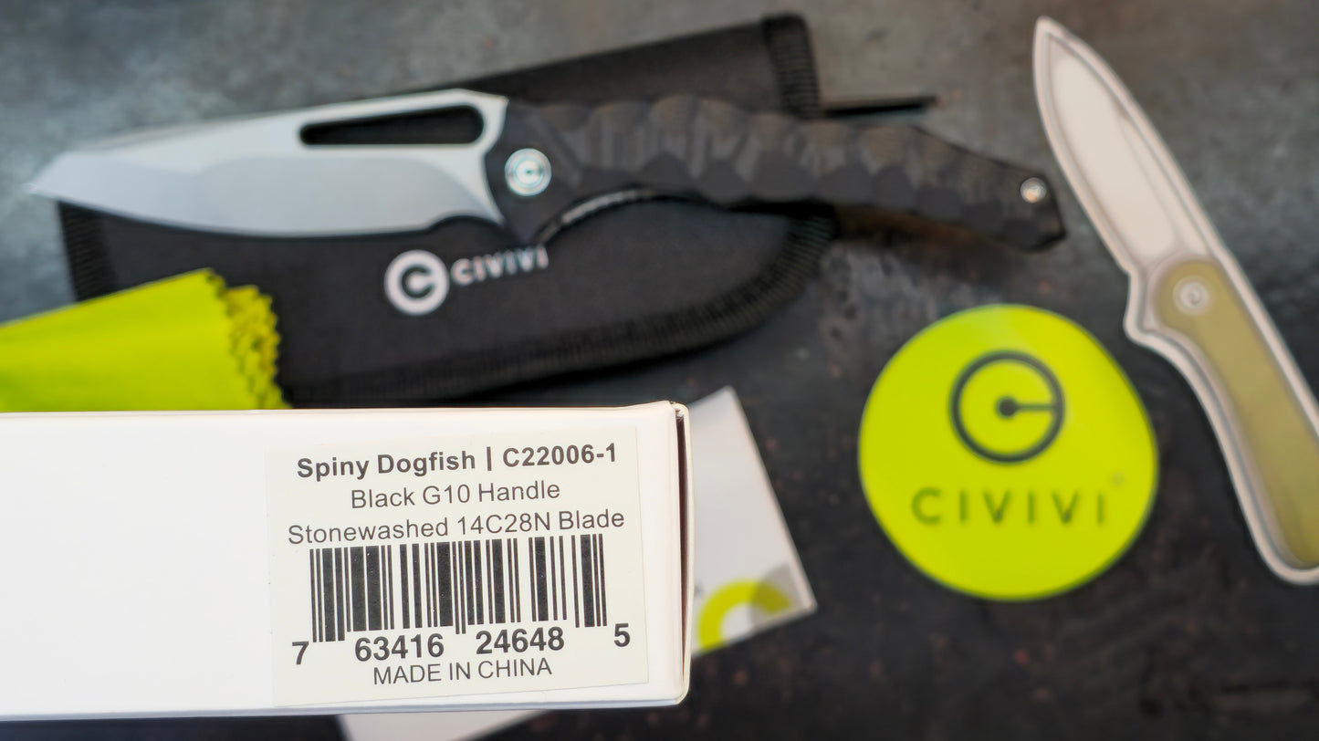 Civivi Spiny Dogfish Black G10 Handle 14C28N Reverse Tanto