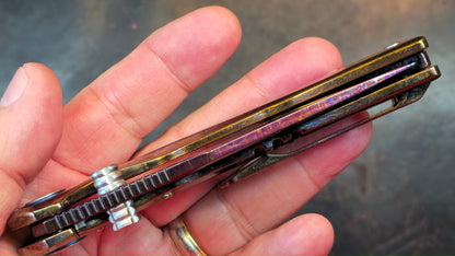 Sixleaf SL-85 Titanium Lightning Ano Dragon Damascus Blade