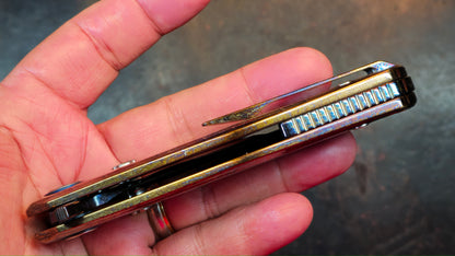 Sixleaf SL-85 Titanium Lightning Ano Dragon Damascus Blade