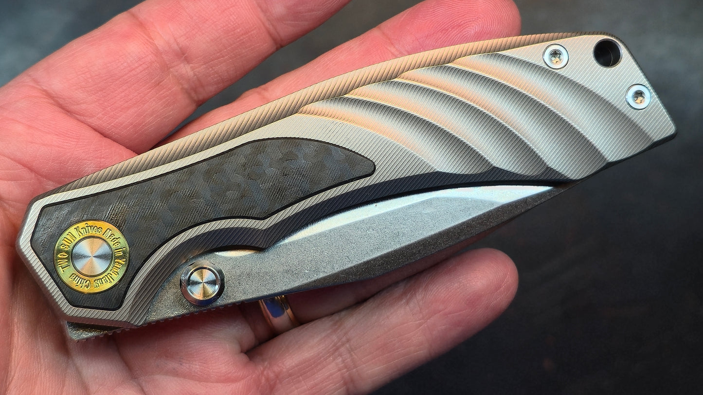 TwoSun TS560 Titanium/CF Handle M390 Blade