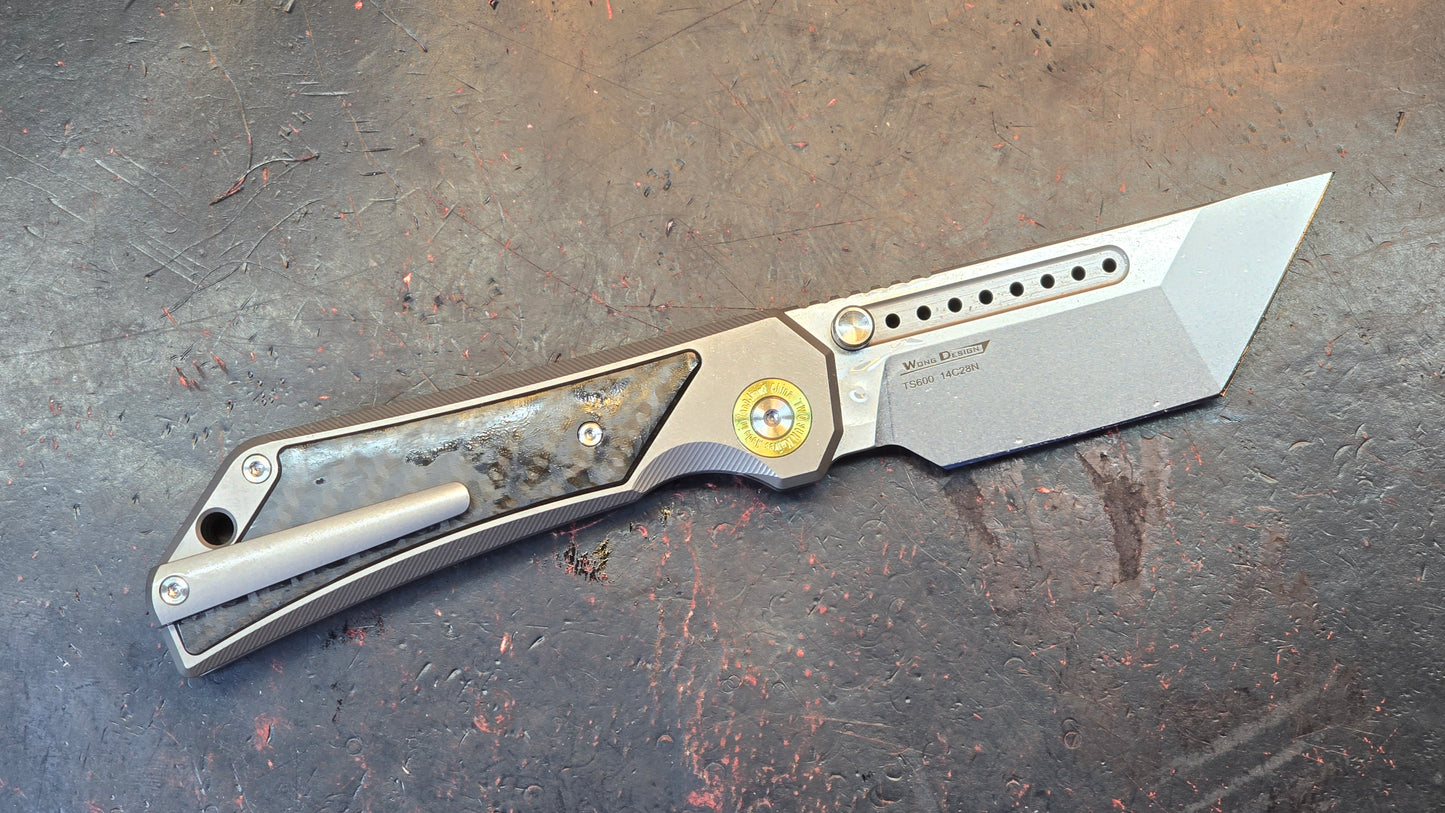 TWOSUN TS600 TITANIUM/CARBON FIBER HANDLE 14C28N Blade