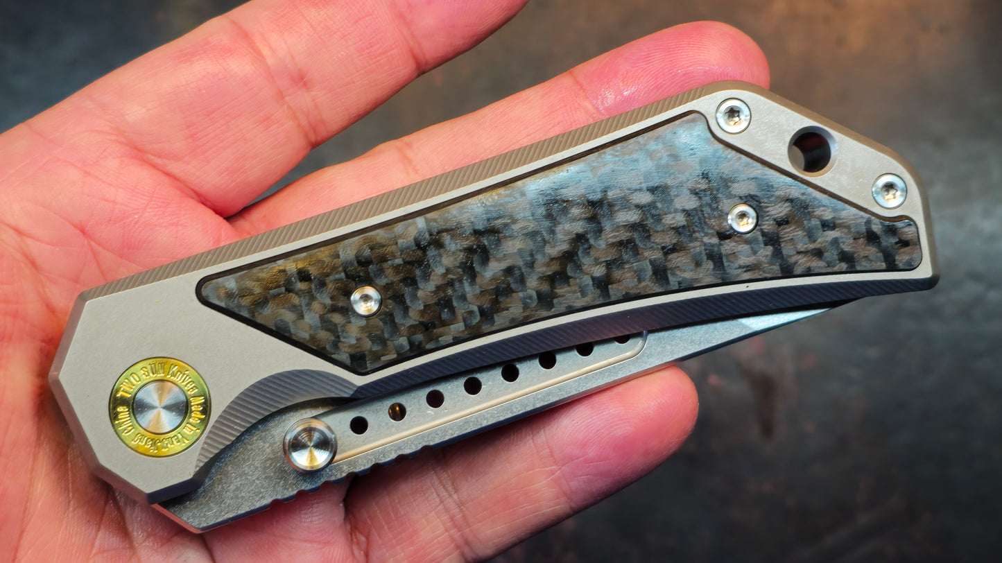 TWOSUN TS600 TITANIUM/CARBON FIBER HANDLE 14C28N Blade