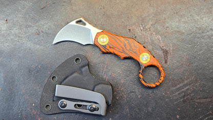 TWOSUN TS612 RED / Black FIXED KARAMBIT CLAW G10 Handle D2 STONEWASH