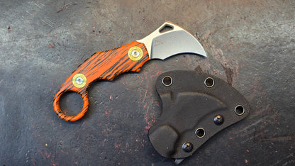 TWOSUN TS612 RED / Black FIXED KARAMBIT CLAW G10 Handle D2 STONEWASH