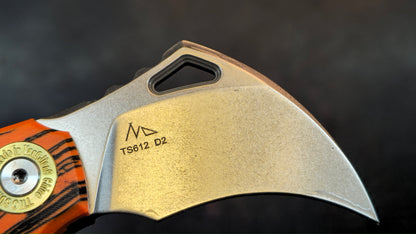 TWOSUN TS612 RED / Black FIXED KARAMBIT CLAW G10 Handle D2 STONEWASH