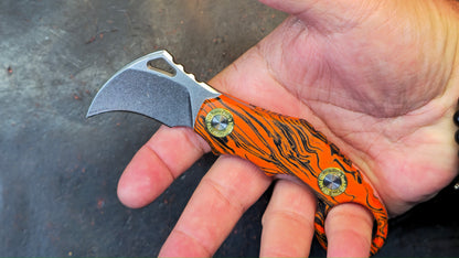 TWOSUN TS612 RED / Black FIXED KARAMBIT CLAW G10 Handle D2 STONEWASH