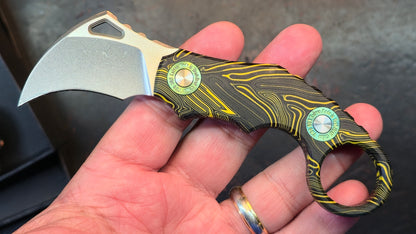 TWOSUN TS612 RED / Black FIXED KARAMBIT CLAW G10 Handle D2 STONEWASH