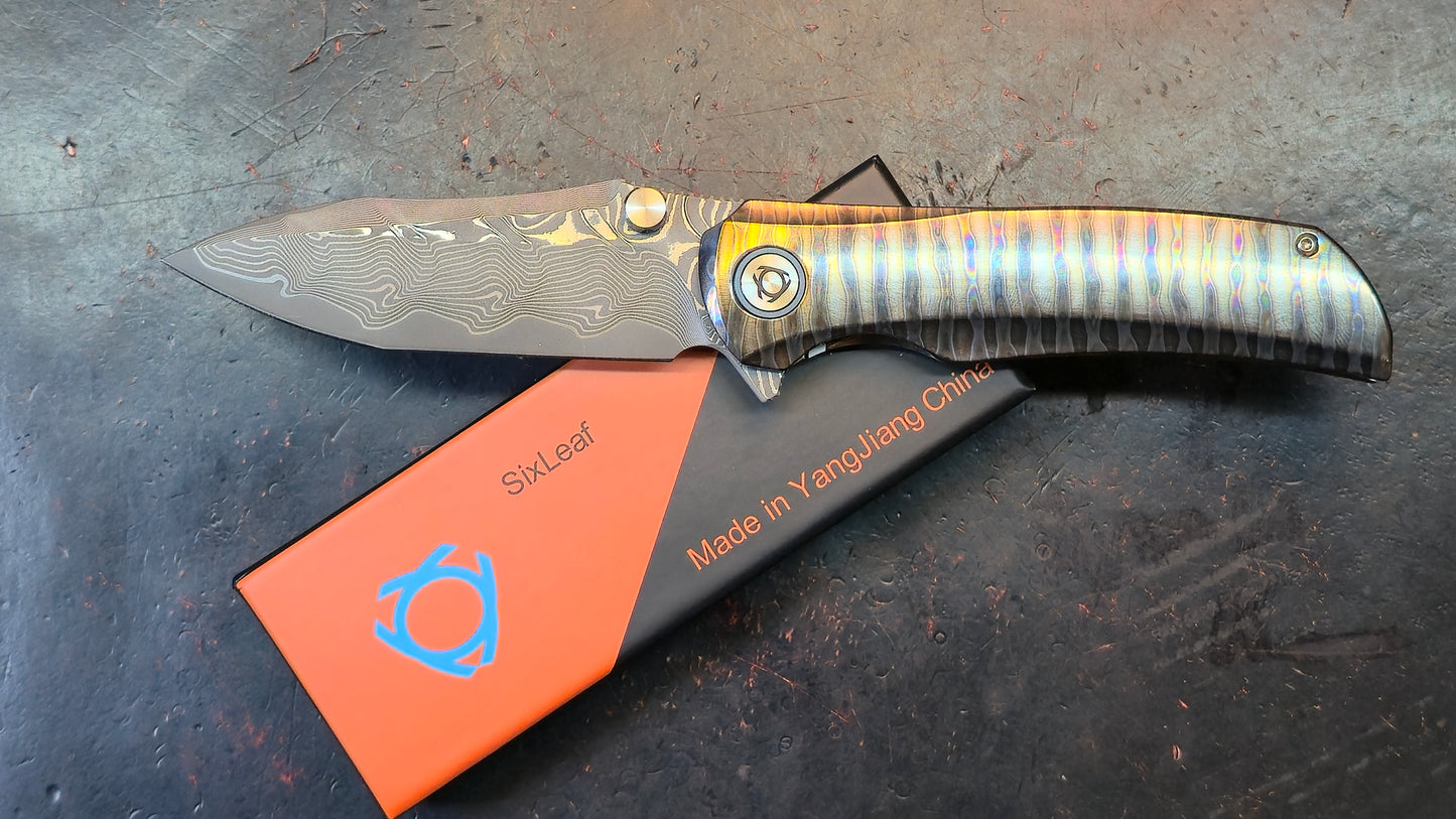 Sixleaf SL-86 Titanium Flame Ano RWL34+VG-10 Blade