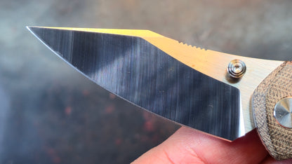 GiantMouse Knives ACE Nazca Natural Canvas Micarta Handle M390