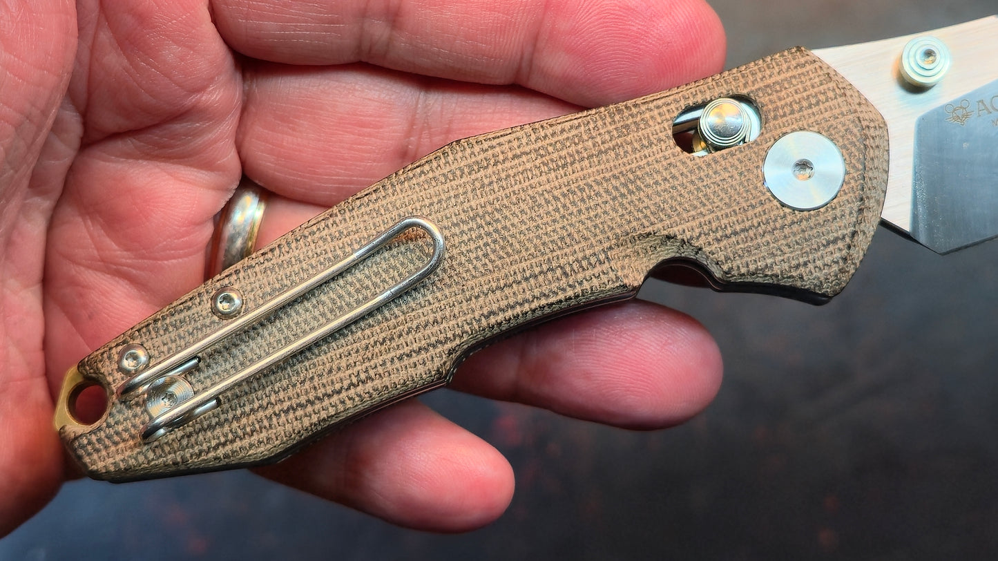 GiantMouse Knives ACE Nazca Natural Canvas Micarta Handle M390