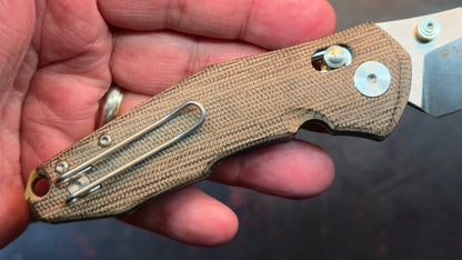 GiantMouse Knives ACE Nazca Natural Canvas Micarta Handle M390