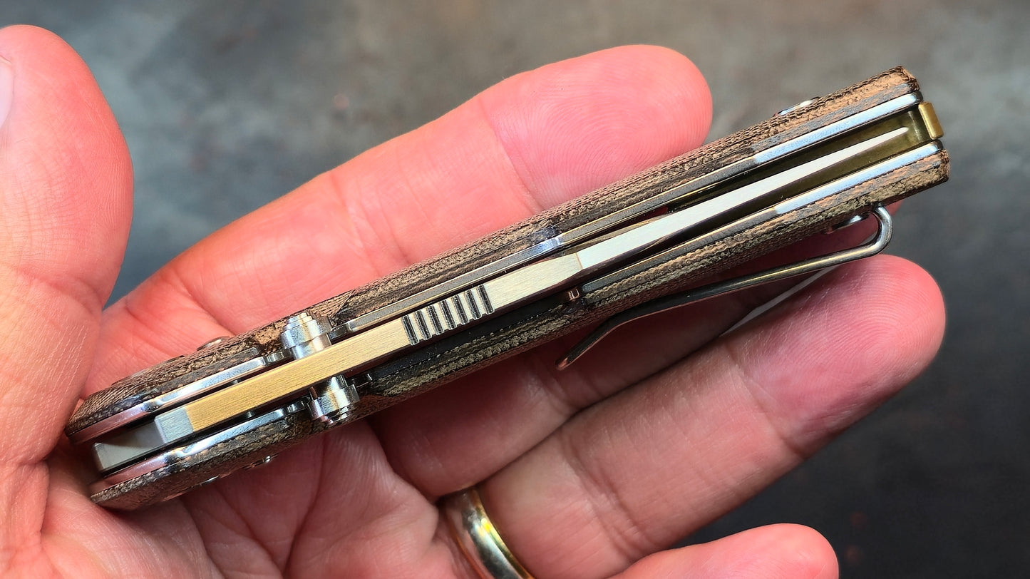 GiantMouse Knives ACE Nazca Natural Canvas Micarta Handle M390