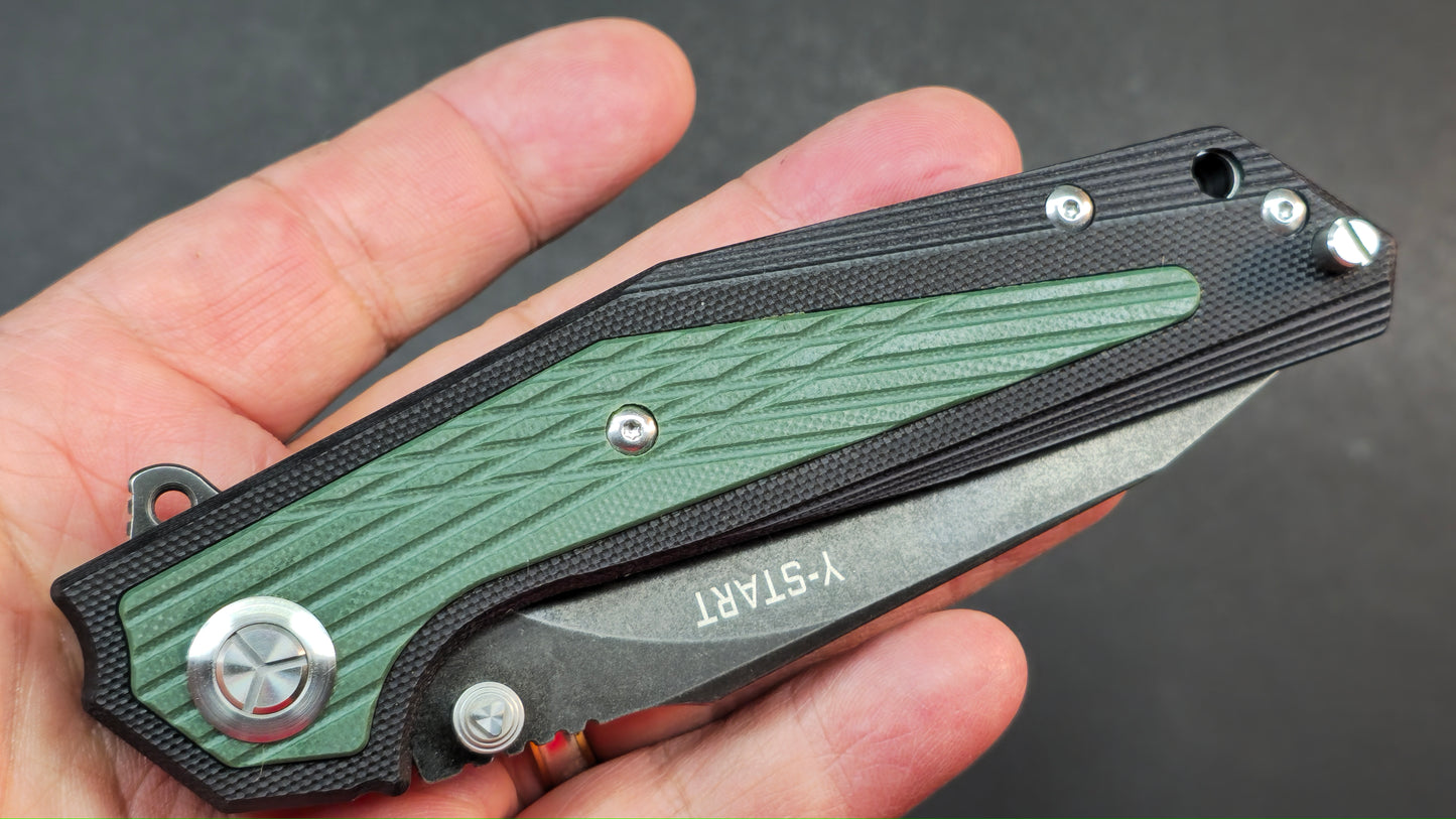 Y-Start LK5033 Folding Knife Black Titanium/Carbon Fiber Handle M390 Plain Edge (OPEN BOX) (Copy)