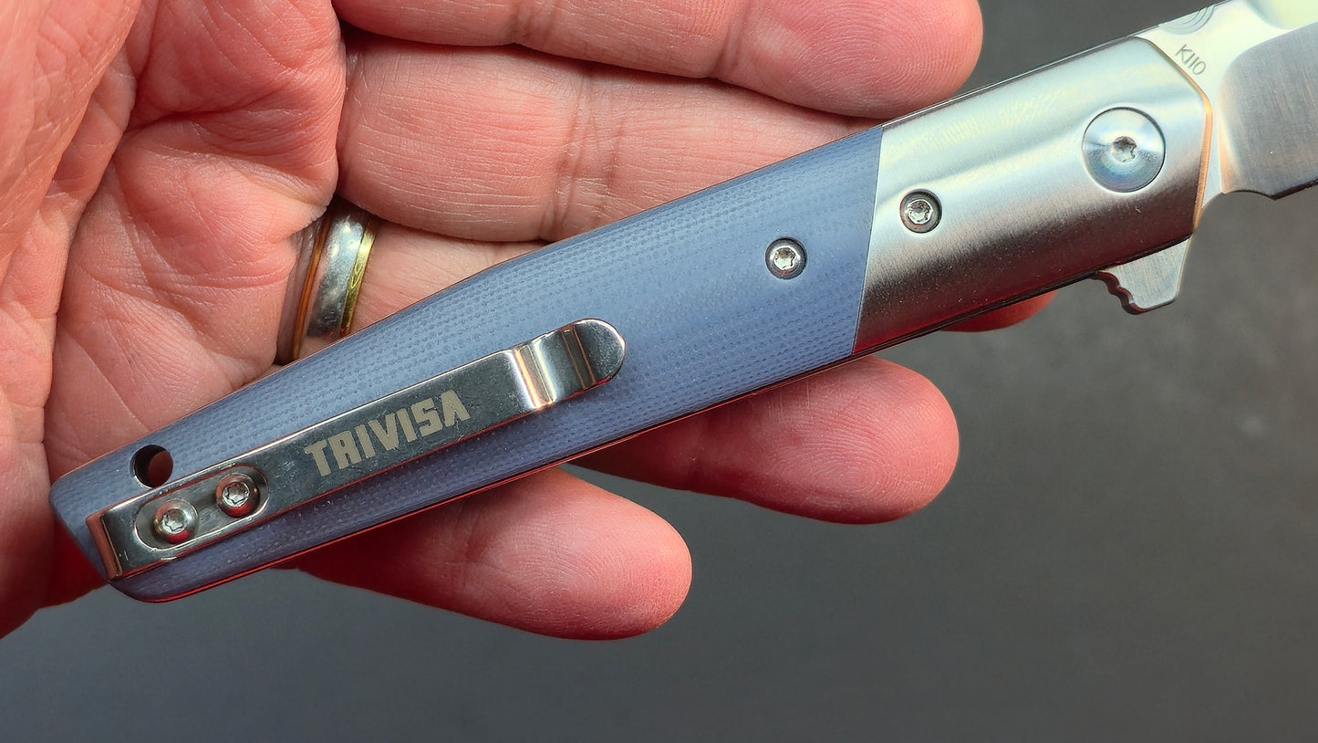 Trivisa Leominor-03G Folding Knife Blue G10 Handle K110