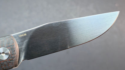 QSP Gannet Front Flipper Red / Black CF W/Micarta Handle 154CM (DISCOUNT IN CART)