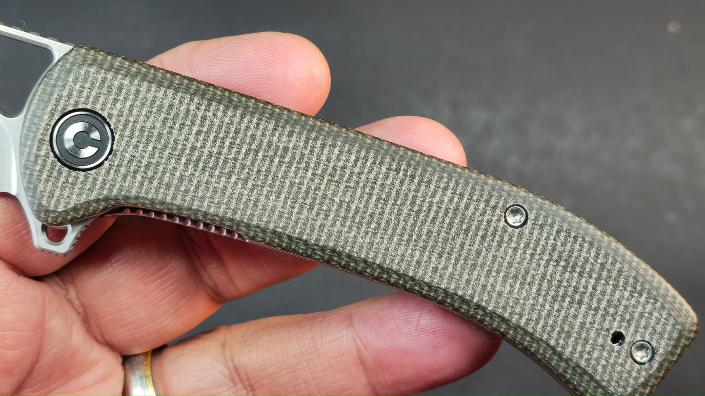 CIVIVI Riffle Flipper & Thumb Hole Micarta Handle 3.46" 14C28N Blade