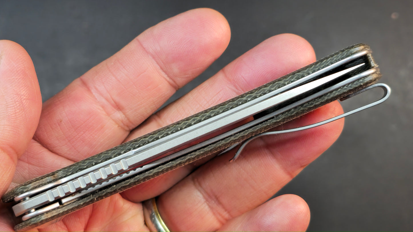 CIVIVI Riffle Flipper & Thumb Hole Micarta Handle 3.46" 14C28N Blade