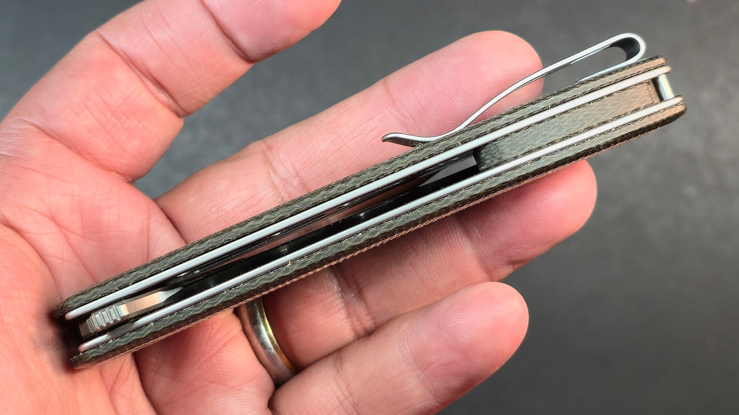 CIVIVI Riffle Flipper & Thumb Hole Micarta Handle 3.46" 14C28N Blade