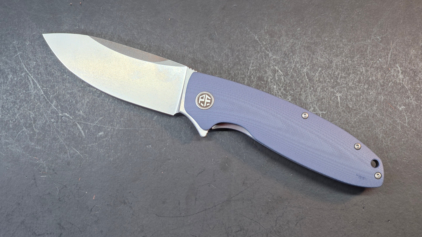 Petrified Fish Terra Folding Knife Blue G10 Handle D2