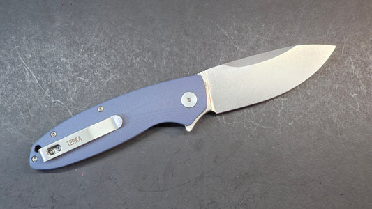 Petrified Fish Terra Folding Knife Blue G10 Handle D2