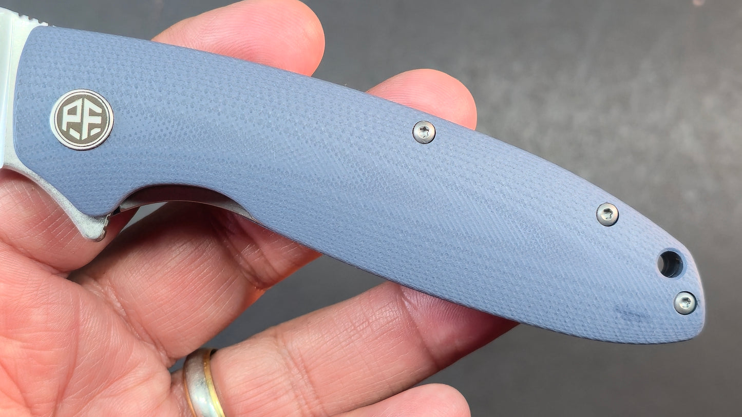 Petrified Fish Terra Folding Knife Blue G10 Handle D2