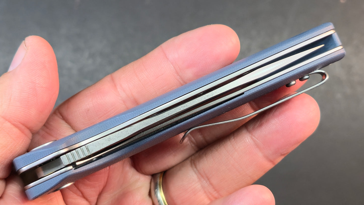 Petrified Fish Terra Folding Knife Blue G10 Handle D2