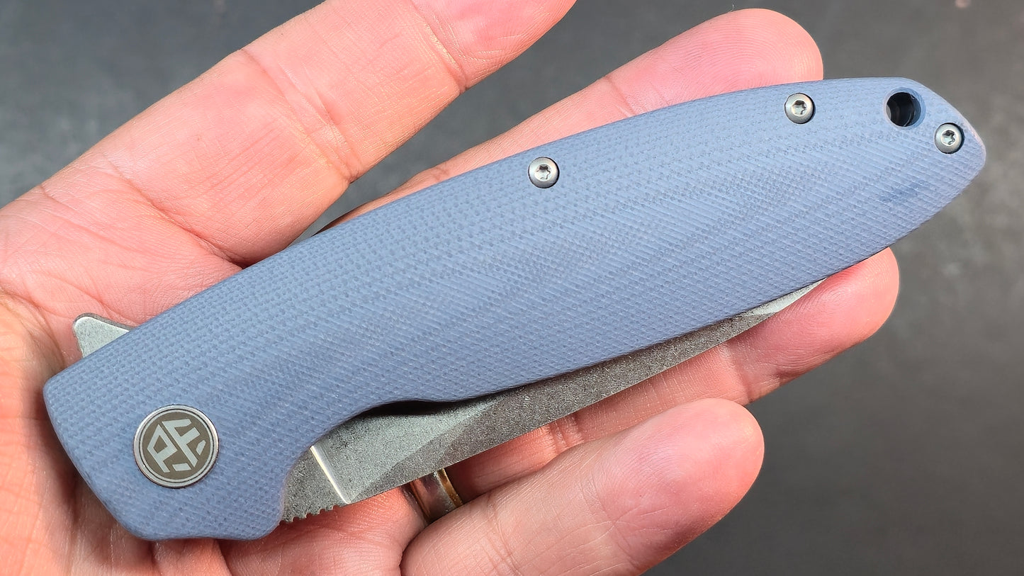 Petrified Fish Terra Folding Knife Blue G10 Handle D2