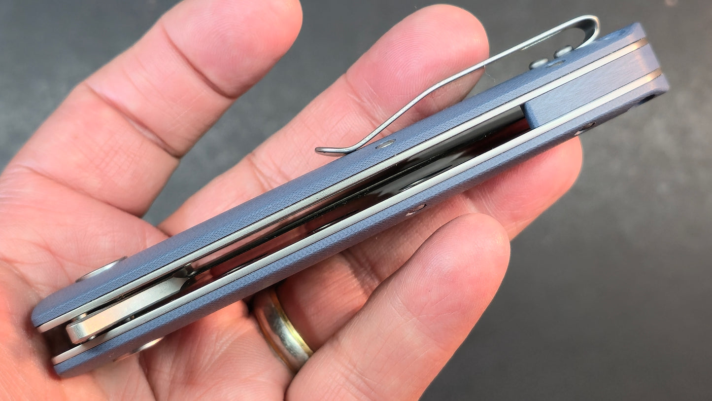 Petrified Fish Terra Folding Knife Blue G10 Handle D2