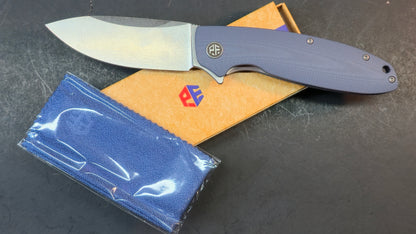 Petrified Fish Terra Folding Knife Blue G10 Handle D2
