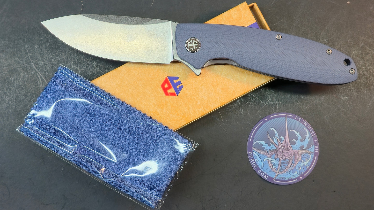 Petrified Fish Terra Folding Knife Blue G10 Handle D2