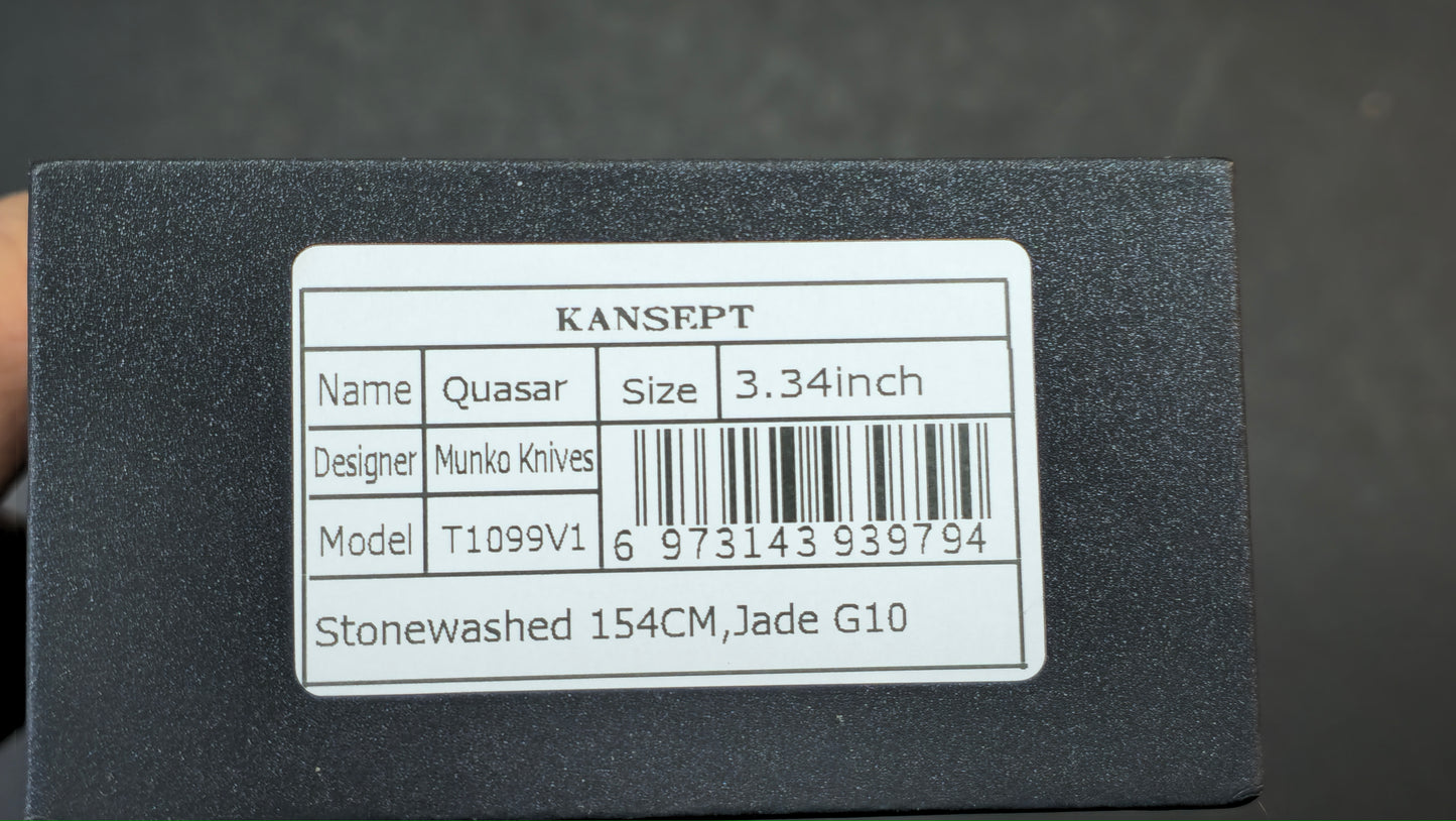 Kansept Quasar Black / Jade G10 Handle Dark Rose Gold 154CM (NEW)