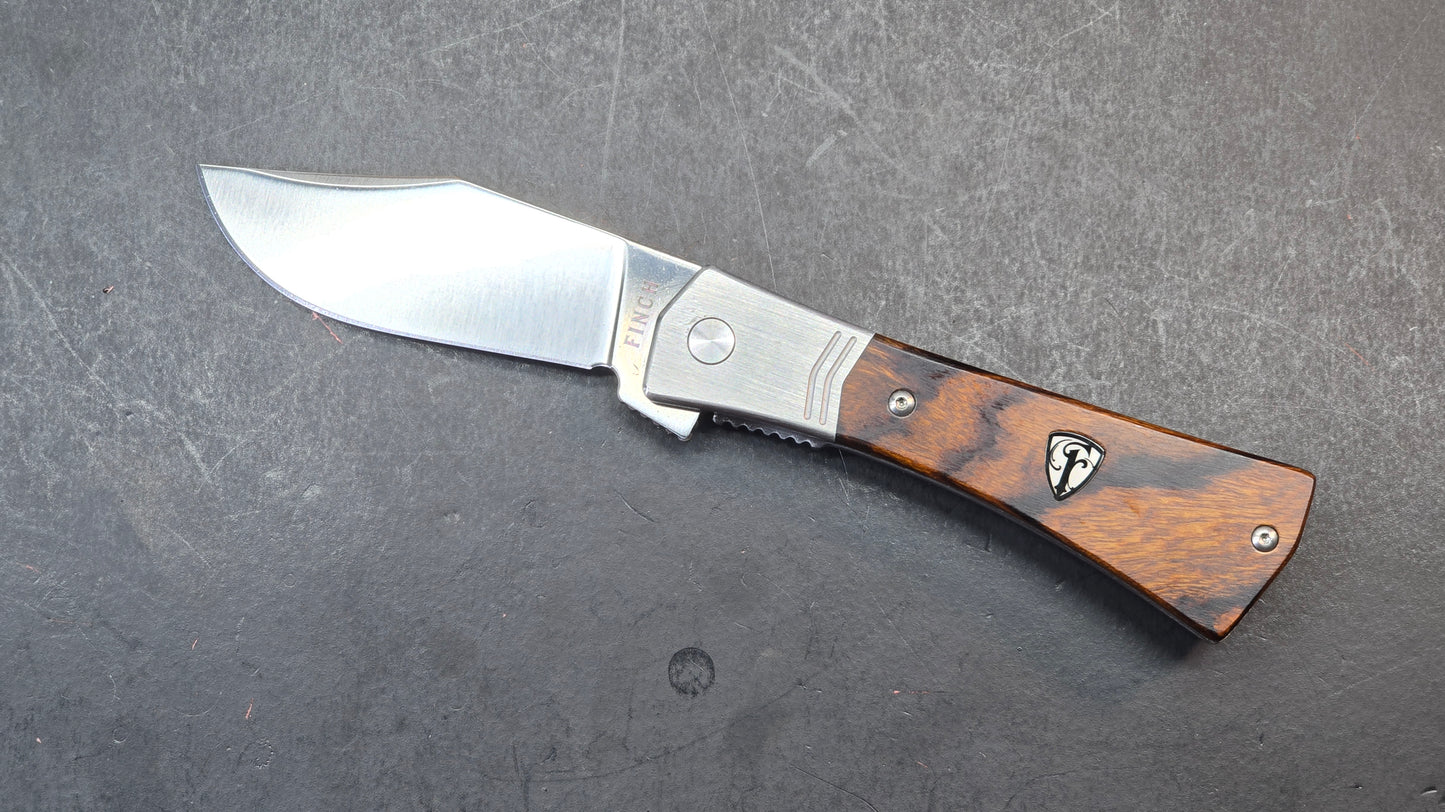 Finch Knife Co Undertaker Saphire Blue Micarta / Iron Wood Handle S35VN