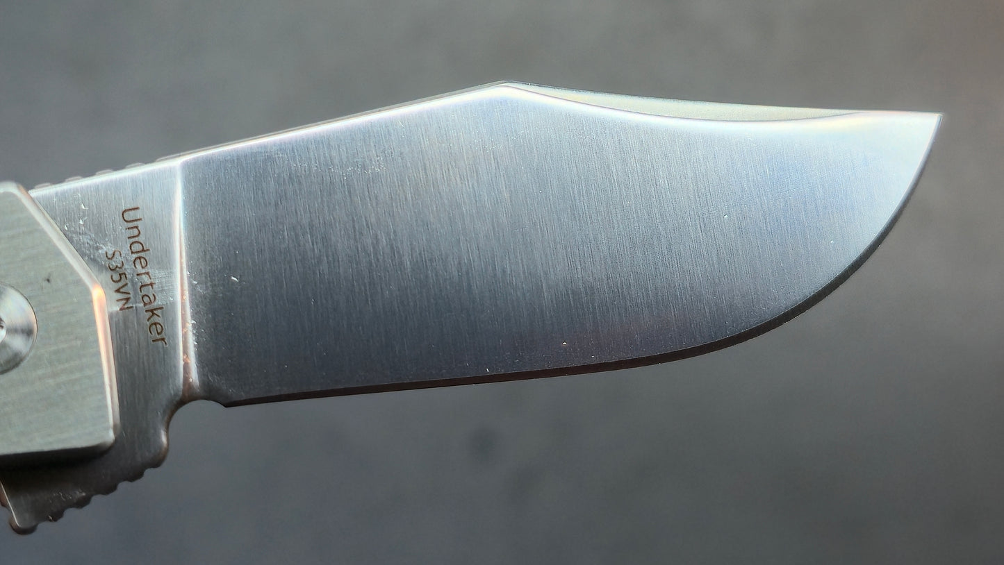 Finch Knife Co Undertaker Saphire Blue Micarta / Iron Wood Handle S35VN