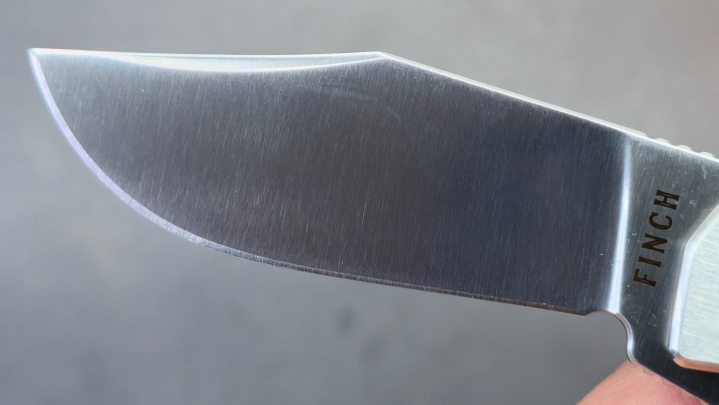 Finch Knife Co Undertaker Saphire Blue Micarta / Iron Wood Handle S35VN