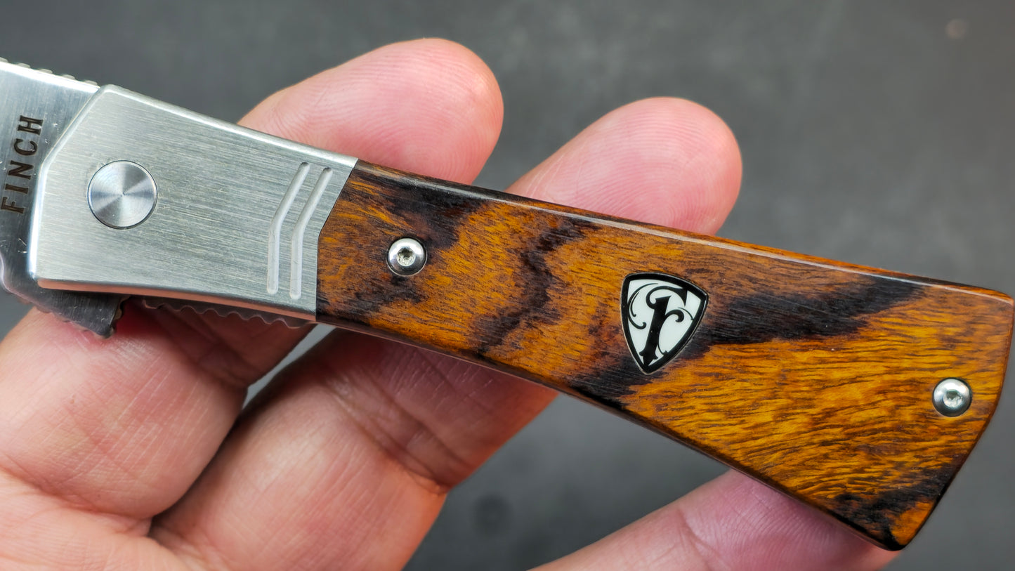 Finch Knife Co Undertaker Saphire Blue Micarta / Iron Wood Handle S35VN