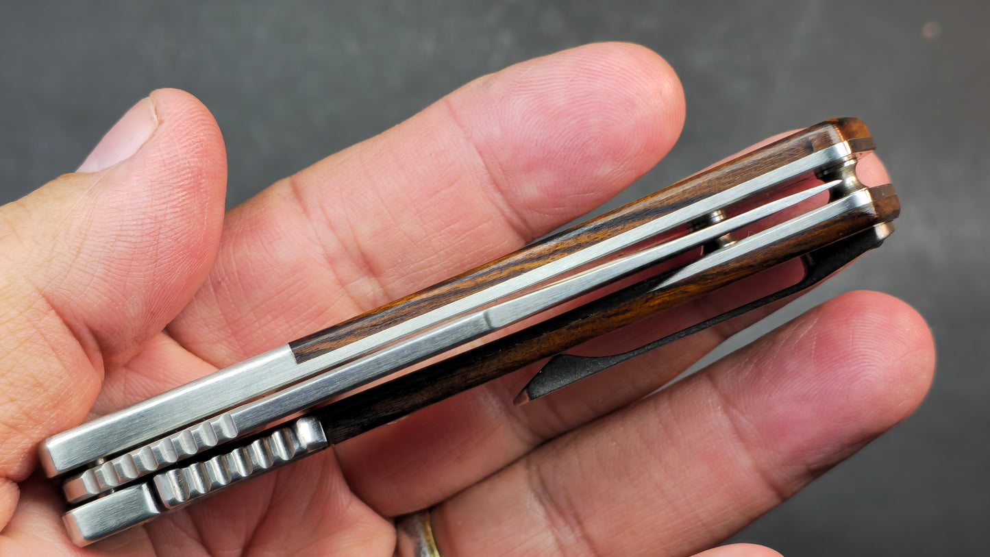 Finch Knife Co Undertaker Saphire Blue Micarta / Iron Wood Handle S35VN