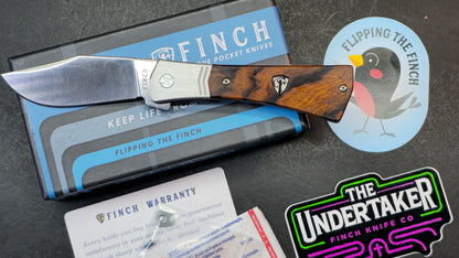 Finch Knife Co Undertaker Saphire Blue Micarta / Iron Wood Handle S35VN