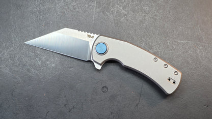 B'yond EDC Terra Mundi Wharning Button Lock Gray Titanium Bohler M390