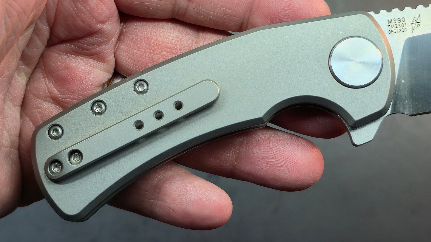 B'yond EDC Terra Mundi Wharning Button Lock Gray Titanium Bohler M390