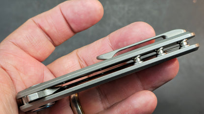 B'yond EDC Terra Mundi Wharning Button Lock Gray Titanium Bohler M390