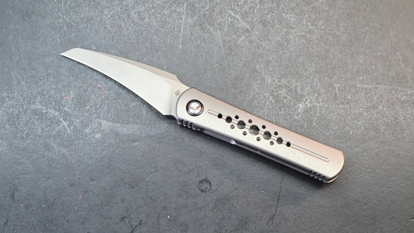 Kizer Feist 2 X Folding Knife Silver Titanium Handle M390 Hawkbill