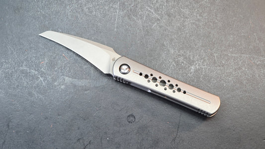 Kizer Feist 2 X Folding Knife Silver Titanium Handle M390 Hawkbill