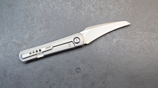 Kizer Feist 2 X Folding Knife Silver Titanium Handle M390 Hawkbill