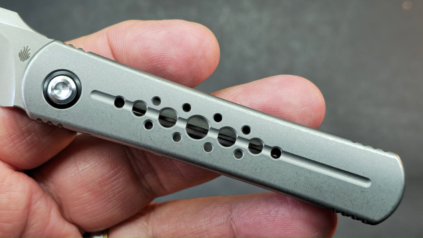 Kizer Feist 2 X Folding Knife Silver Titanium Handle M390 Hawkbill