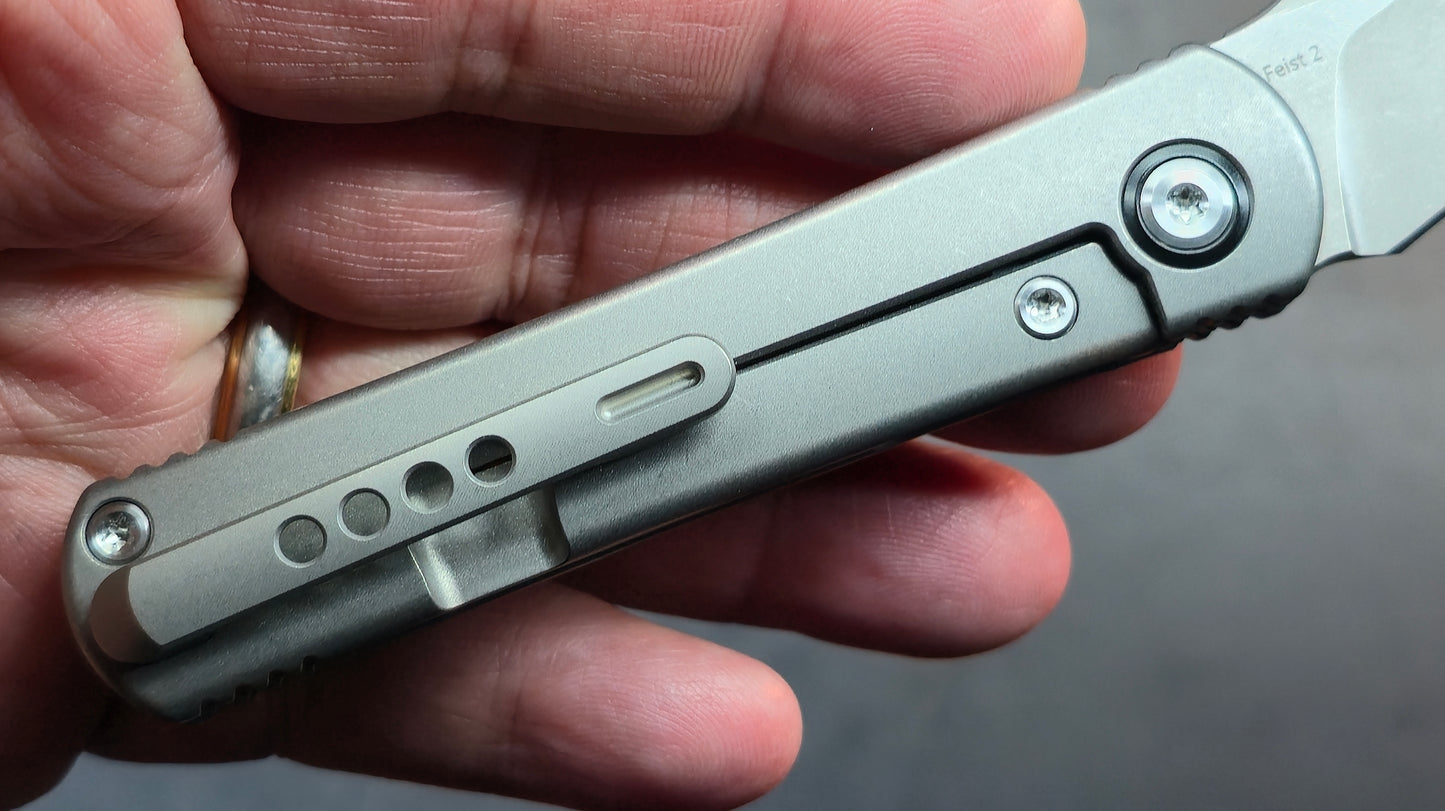 Kizer Feist 2 X Folding Knife Silver Titanium Handle M390 Hawkbill